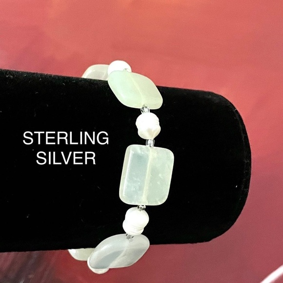MULTI COLOR BEADS PEARL BRACELET STERLING 925 - Picture 1 of 5